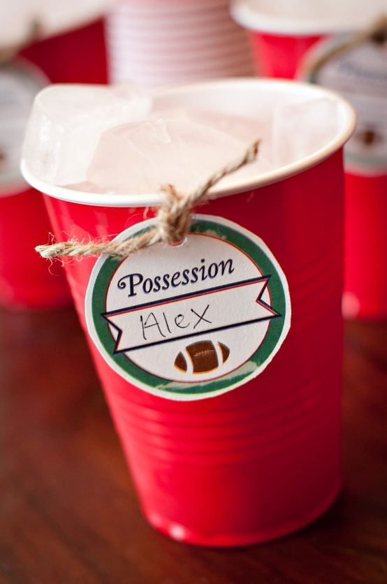 Super Bowl, Football Drink Tag ideas-more at blovelyevents.com