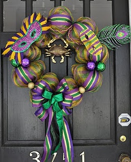 mask wreath for Mardi Gras