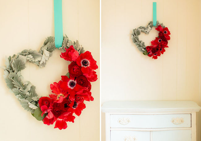 diy heart wreath with real flowers