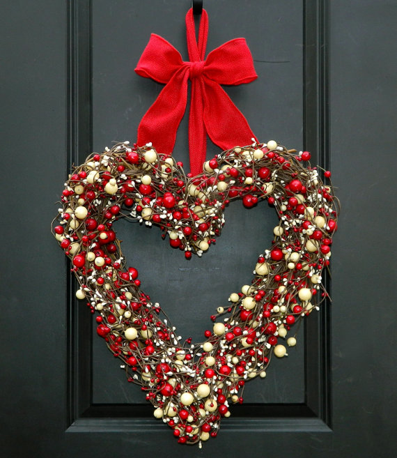 Valentine heart wreath