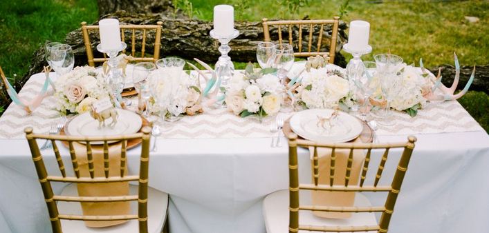 gold, pink and taupe rustic glam tablescape