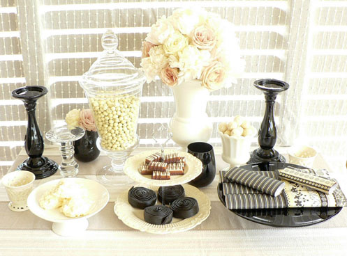 easy black and white dessert table for grad party