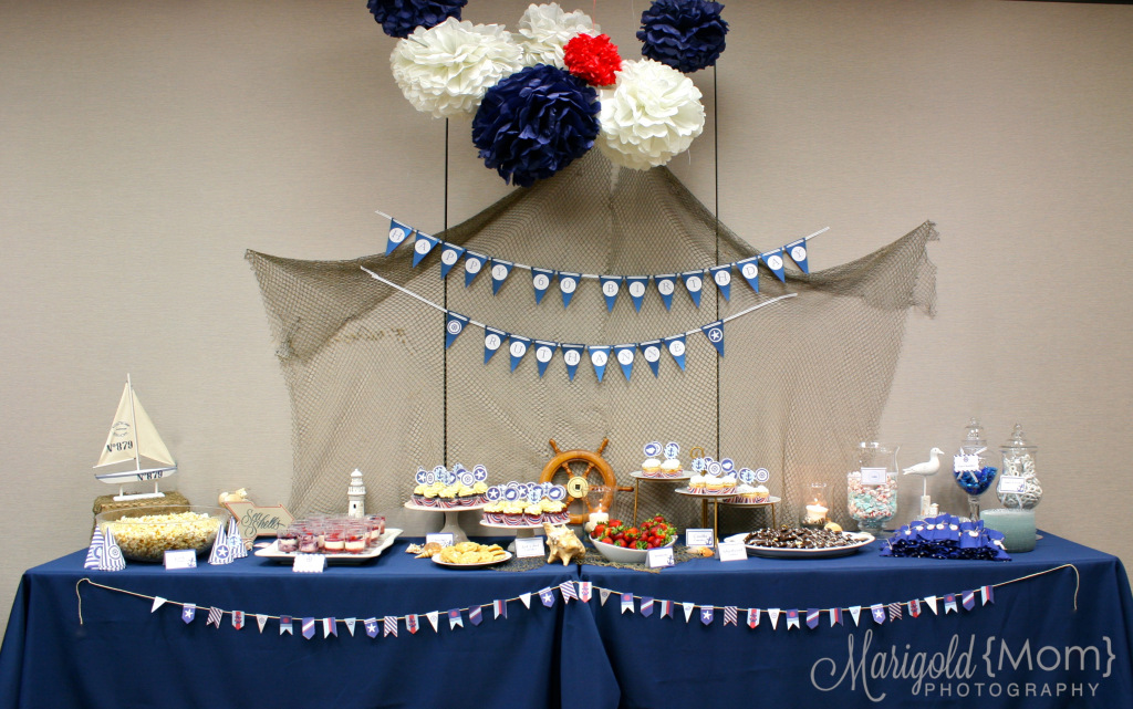 Great red white and blue nautical boys birthday party