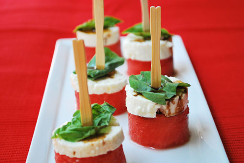 watermelon and feta appetizer for summer bbq