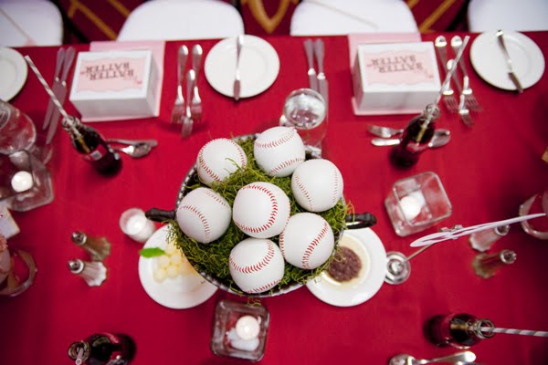baseball wedding centerpiece that is too cute for words!