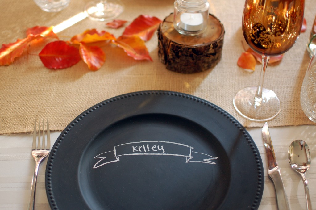 Chalkboard charger plate with a lovely beaded rim