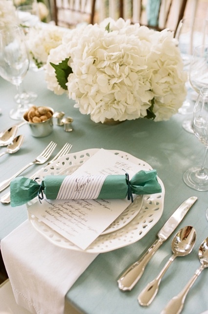 Teal and white fresh and chic tablescape