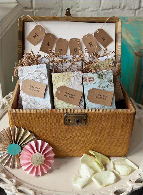 Travel themed wedding favors-cute for each guest!