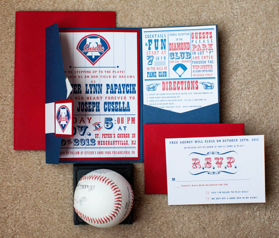Super lovely baseball themed wedding invitation