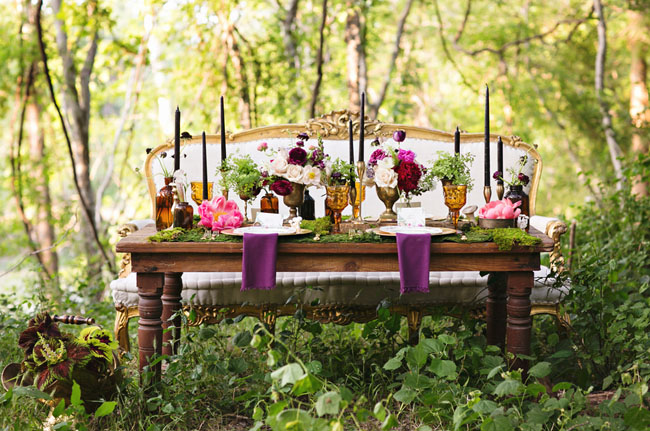 enchanted forest styled weddding table