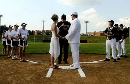 Super Cute Baseball wedding ceremony